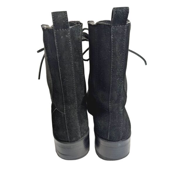 Tory Burch Broome Black Suede Leather lace-up Combat Boots Womens 6 - Picture 4 of 9